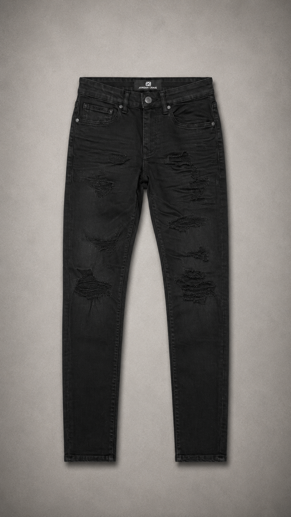 JORDAN CRAIG BLACK DISTRESSED SKINNY JEANS