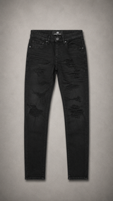 JORDAN CRAIG BLACK DISTRESSED SKINNY JEANS