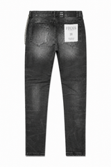 FOCUS BLACK DISTRESSED STUDDED CHAIN JEANS