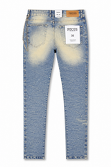 FOCUS LIGHT WASH DISTRESSED STUDDED CHAIN JEANS