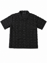 Reason Textured Grid Button-Up Shirt – Black