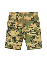 Camo Distressed Denim Shorts