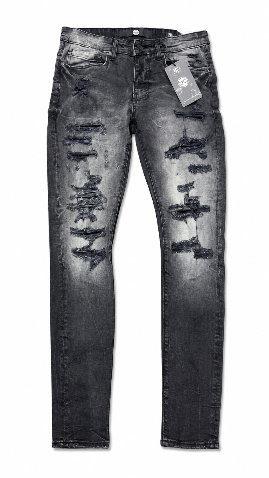 Jordan Craig Washed Black Distressed Skinny Jeans