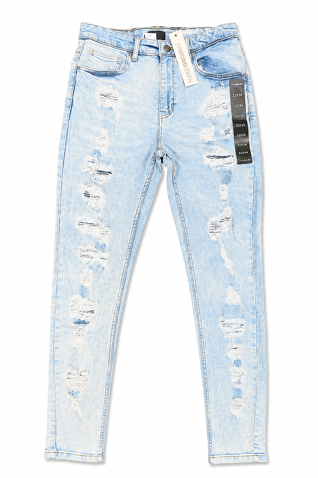 REASON Light Wash Distressed Skinny Jeans