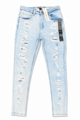 REASON Light Wash Distressed Skinny Jeans