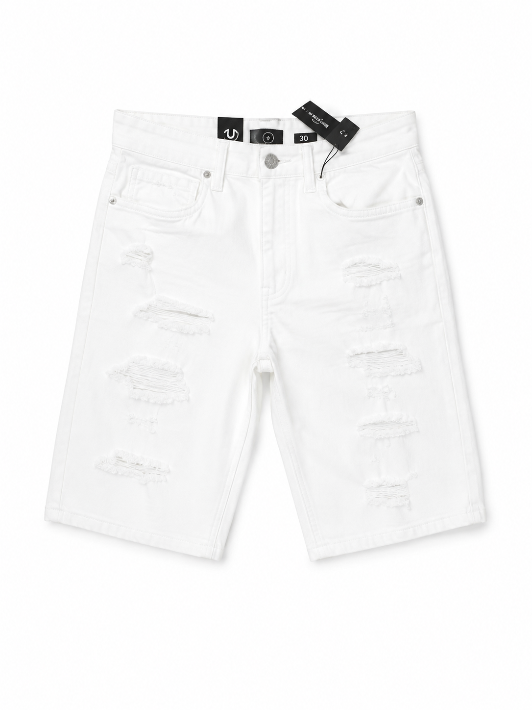 WAIMEA WHITE DISTRESSED DENIM SHORTS