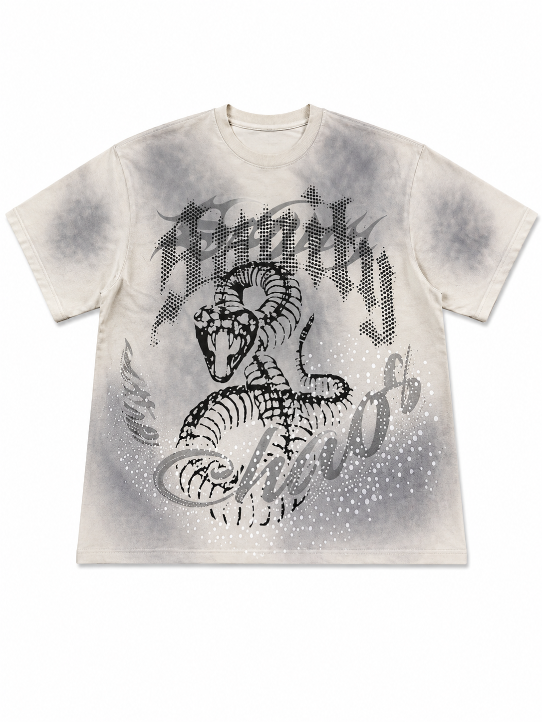 SMOKE RISE RHINESTONE SNAKE GRAPHIC T-SHIRT – GREY
