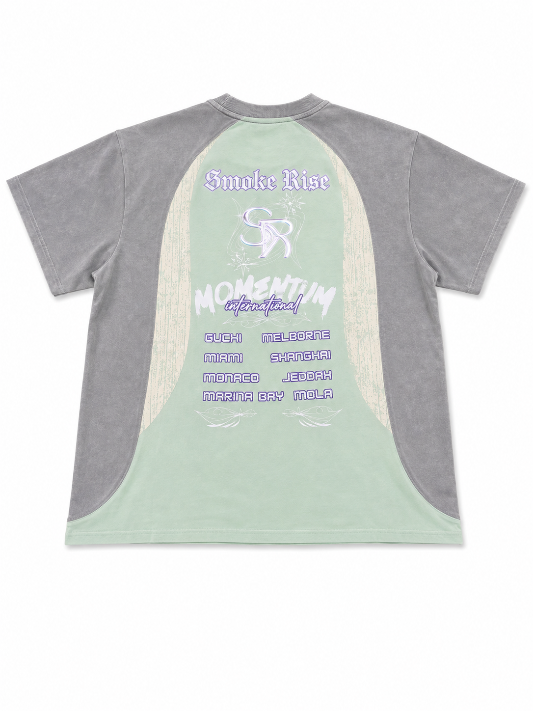 SMOKE RISE MOMENTUM RAGLAN GRAPHIC T-SHIRT – MINT/GREY