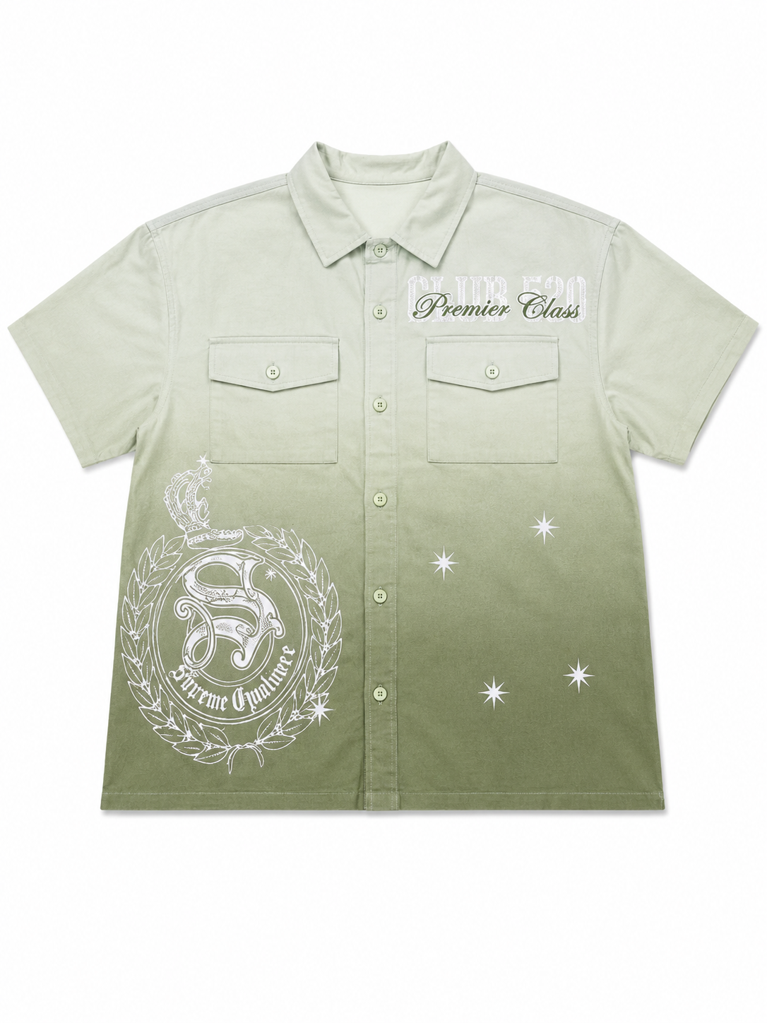 SMOKE RISE PREMIER CLASS OMBRE SHORT SLEEVE BUTTON-UP SHIRT – SAGE GREEN