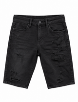 WAIMEA BLACK DISTRESSED DENIM SHORTS