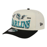 Men's New Era Cream Miami Marlins Throwback Tri-Hit A-Frame 9FIFTY Adjustable Hat