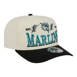 Men's New Era Cream Miami Marlins Throwback Tri-Hit A-Frame 9FIFTY Adjustable Hat