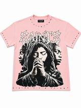 Focus “Faith Over Fear” Rhinestone Graphic T-Shirt – Pink