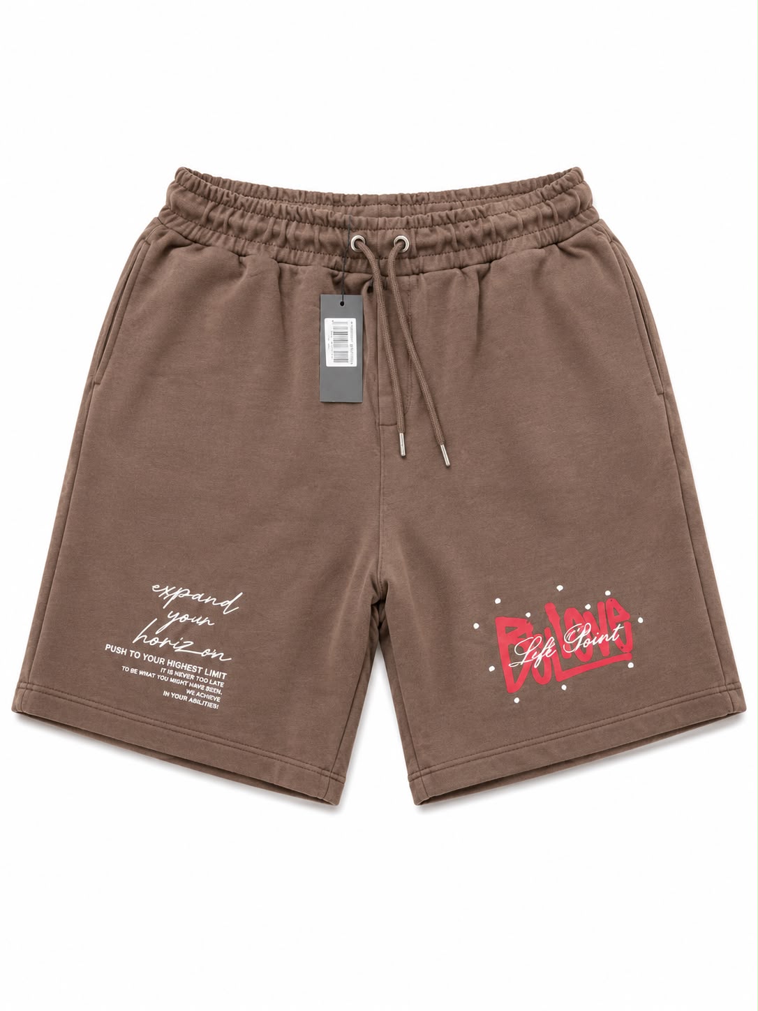 Left Point “Expand Your Horizon” Mocha Fleece Shorts