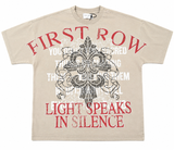 Firts Row Faith Dealer Rhinestone Graphic Oversized Tee – Sand Beige