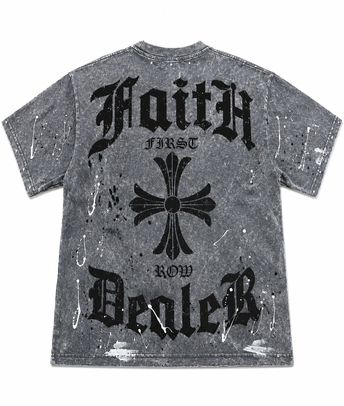 Faith Row Dealer Rhinestone Acid Wash Tee – Vintage Grey