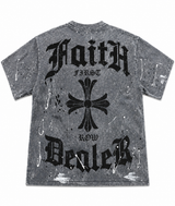 Faith Row Dealer Rhinestone Acid Wash Tee – Vintage Grey