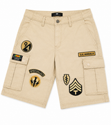 Jordan Craig Men's Khaki Military Patch Cargo Shorts – Beige Utility Cargo Shorts