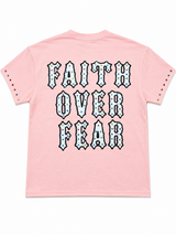 Focus “Faith Over Fear” Rhinestone Graphic T-Shirt – Pink