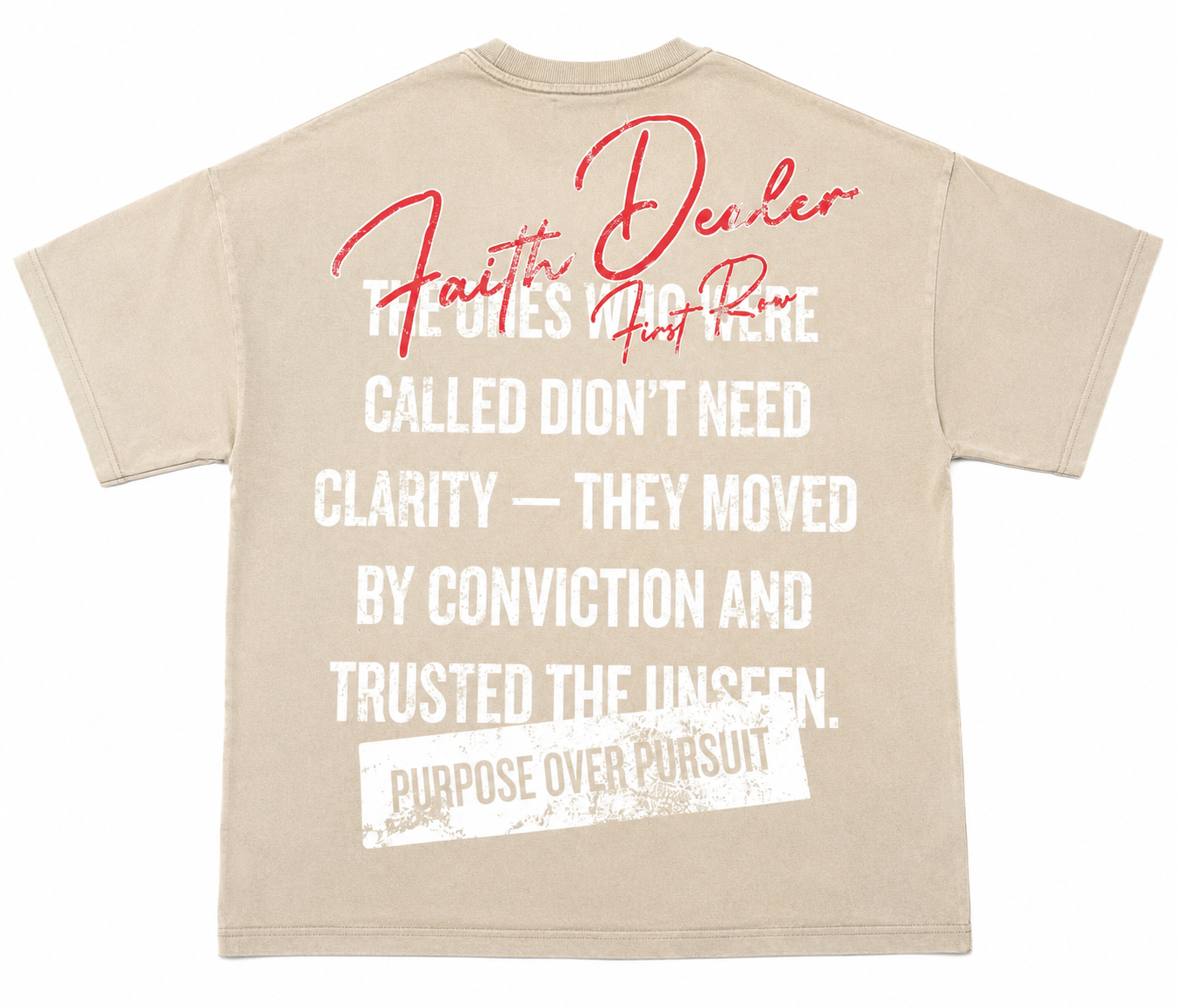 Firts Row Faith Dealer Rhinestone Graphic Oversized Tee – Sand Beige