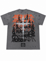 First Row Medusa Skull Rhinestone Distressed Graphic Tee – Washed Charcoal